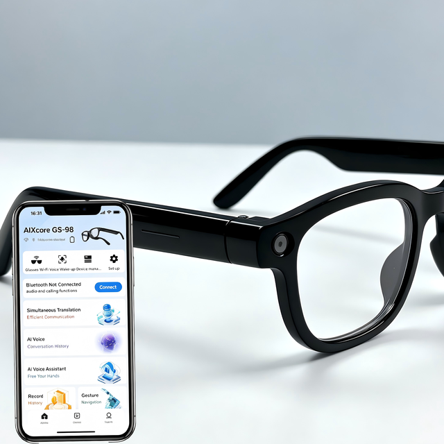 Light Wear AI Glasses 240mAh Endurance Battery 720P Camera WIFI 6 Voice Assistant BT Real Time Translation Eyewear Type-C