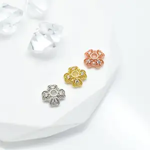 Ювелирные изделия, позолоченные латунные медные Цветочные четырехлистные разделочные колпачки для женщин, браслет, ожерелье