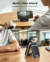 Portefeuille magnétique en cuir PU avec blocage RFID, porte-cartes pliable multi-angles pour bureau, compatible avec les modèles 12-18
