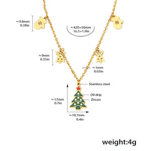 Noel Charm kolye kolye 18K altın kaplama paslanmaz çelik kadın tatil hediye - Product Image 4