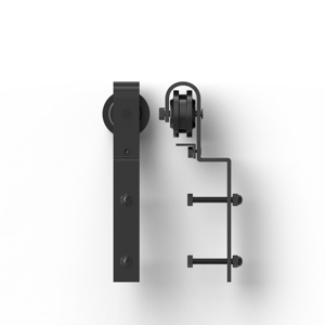Kits de accesorios <span class=keywords><strong>para</strong></span> <span class=keywords><strong>puertas</strong></span> de madera, <span class=keywords><strong>herrajes</strong></span> deslizantes de derivación, Kit de rodillos negros, sistema de puerta corredera de <span class=keywords><strong>granero</strong></span> de acero al carbono <span class=keywords><strong>para</strong></span> puerta doble - Product Image 3