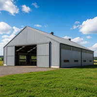 Bâtiment Agricole Préfabriqué en Acier, Hangar pour Bétail, Étable à Volailles, Structure Galvanisée, Construction Durable pour l'Agriculture et le Stockage