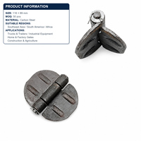 Charnière ronde à quatre nervures 116 mm en acier au carbone, à souder, pour porte de remorque, camion et portail industriel, raccord en acier soudable