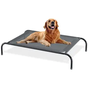 CANBO Lit surélevé pour chien Lits surélevés pour grands chiens Lit extérieur respirant pour animaux de compagnie Cadre en acier portable