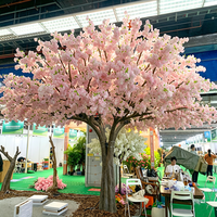 Arbre artificiel de cerisier rose clair de 4,5 mètres de haut, arbre à fleurs blanches de 13 pieds, décoration d'allée de mariage