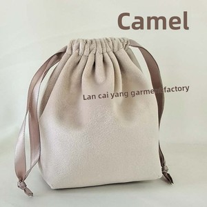 <b>Velvet</b> Drawstring Bag Flat <b>Top</b> Structured Pouch for Jewelry Gift Packaging Luxury Soft Suede Bag with Ribbon Custom Logo Printed - Product Image 3