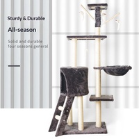 Arbre à chat en bois massif à 5 niveaux, grand arbre à chat avec griffoir, plateformes multiples pour sauter, meuble tour pour chats d'intérieur de grande taille, usage familial