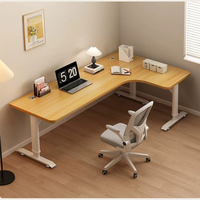 Bureau d'angle en forme de L, bureau d'ordinateur de chambre à coucher, bureau de travail, bureau avec panneau perforé d'angle relevable, bureau d'étude