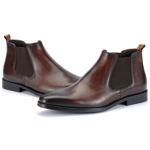 איטלקי מסוגנן mens מעור עגל ילסי מגפונים על נעלי קרסול על נעלי קרסול, שכבה העליונה cowhide קרסול מרטין נעליים - Product Image 3