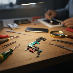 Cable flexible con conector de carga Lightning y micrófono para iPhone XR Rojo - Product Image 3