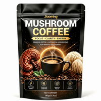 Poudre de café aux champignons pur avec emballage, marque privée, vente en gros, boisson bien-être, mélange de suppléments quotidiens