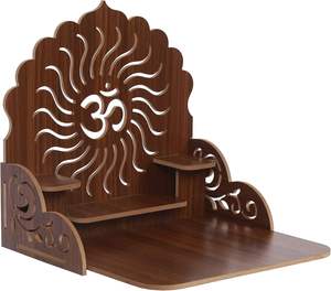 プージャルームのための宗教的な木製の壁に取り付けられた吊りプージャ寺院木製の神スタンド、家のためのプージャマンディール - Product Image 4