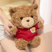 Venta al por mayor de fábrica: Oso de peluche adorable con capucha con cremallera y parche de oso, de piel rizada suave, ideal como regalo para niños.