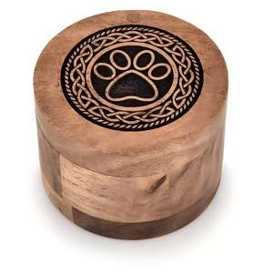 Guci Kayu Buatan Tangan dengan Logo Pola Kustom - Guci Hewan Peliharaan Premium untuk Abu, Kenang-kenangan Hewan Peliharaan untuk Anjing & Kucing - Product Image 1