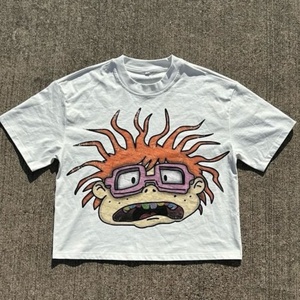 T-shirts pour hommes de haute qualité, coupe ample, épaules tombantes, ornés de strass, imprimés graphiques, streetwear, OEM ODM, marque privée - Product Image 1