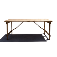 Table rustique pliante en pin massif pour événements de mariage, banquets et restaurants