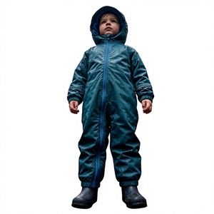 Traje Impermeable de una Pieza con Capucha para Niños, Color Verde Azulado, Nuevo Impermeable Personalizado con Puños Reflectantes para Actividades al Aire Libre - Product Image 5