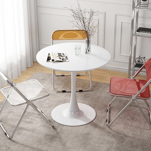 Tavolino da Salotto Contemporaneo Rotondo con Piano in Legno e Base <span class=keywords><strong>Effetto</strong></span> <span class=keywords><strong>Marmo</strong></span> Nero Aggiunge Raffinatezza a Qualsiasi Spazio - Product Image 3