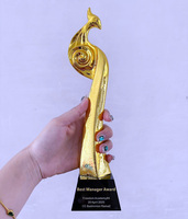 Cadeaux souvenirs 7x29cm or argent cuivre oiseaux résine trophée personnalisé cristal trophée créatif gravé équipe prix MH-NJ0523