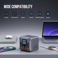 Station de charge de bureau 300W GaN III Pro, chargeur rapide USB-C 6 ports PD3.1 100W avec câble rétractable et écran tactile TFT numérique