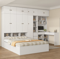 Ensemble de chambre à coucher moderne minimaliste multifonctionnel avec armoire intégrée en panneaux de bois de pin tatami, bureau et lit pour enfants de petite taille