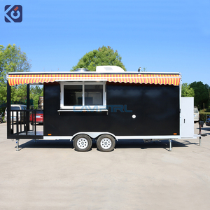 CAMPTRL Remorque alimentaire mobile entièrement équipée en acier inoxydable, cuisine commerciale, chariot de restauration BBQ avec véranda - Product Image 2
