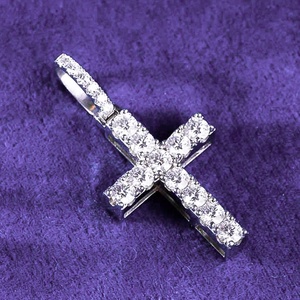 Fine Jewelry Pass Diamond <span class=keywords><strong>Tester</strong></span> Hip Hop D Couleur Moissanite Halo Square Pendentif Croix Homme Avec Argent Sterling 925 GRA - Product Image 1
