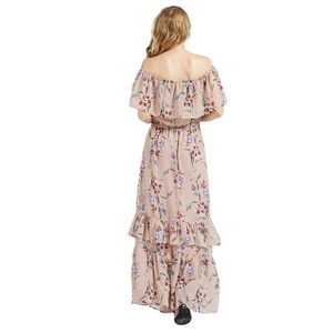 VESTIDOS CASUALES AL POR MAYOR PARA MUJER, VESTIDO <span class=keywords><strong>MAXI</strong></span> DE PRIMAVERA VERANO, VESTIDOS DE GAZA CON ESTAMPADO FLORAL - Product Image 2
