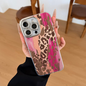 Funda de Teléfono Acrílica con Estampado de Leopardo Rojo Rosa, Compatible con 15/14 para 17 AIR, Lente Rosa Brillante, Resistente a Caídas - Product Image 2