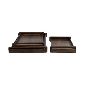 Set di vassoi decorativi in legno per letto o tavolino da caffè, finitura classica, vassoio rettangolare da portata. - Product Image 3