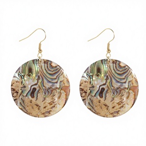 Vinstyle Trendy Geometric Drop Earrings Simple 18K Gold Plated <b>Abalone</b> <b>Shell</b> Samoan Hawaiian Mother of Pearl Jewelry Women Gift - Product Image 2