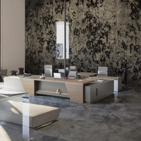 Bureau de direction de luxe moderne sur mesure, grand poste de travail exécutif, durable, en bois de haute qualité, en forme de L, en acier, écologique, pour PDG
