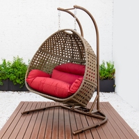 Double mobilier de jardin Élégante balançoire de patio Chaise suspendue en forme d'oeuf avec sièges confortables