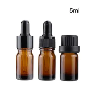 Fabricant de bouteilles en verre d'huile essentielle ambre 1/2oz 1oz 15ml 30ml flacons compte-gouttes en verre brun avec couvercle