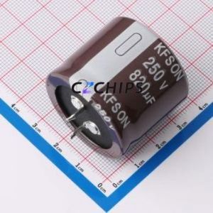 Condensador Electrolítico de Aluminio de Montaje a Presión KN821M25035*30C, Componente de Orificio Pasante (THT), D35xL30mm 820uF 20% 250V 10mm - Product Image 1