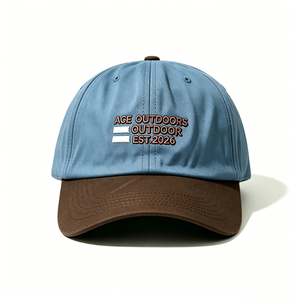 Casquette Dad Hat en toile à 6 panneaux, broderie personnalisée, bicolore, coton doux délavé, bleu et marron, visière contrastante, pour sports de plein air, unisexe, toutes tailles - Product Image 3