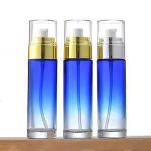 Chinese Factory Face Mist Spray Bottle 40ml 80ml Cosmetics Bottle Blue Lotion Bottle