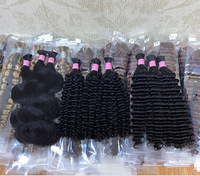 Extensions de Cheveux Humains Vierges Brésiliens Remy 10A 100G, Ondulées Profondes Type « Water Wave », en Vrac pour Tresses Boho, Cheveux Frisés à Tresser Sans Tissage