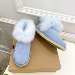 Bottes d'hiver de luxe pour femmes en peau de mouton, avec garniture en fourrure, chaudes et faciles à enfiler, chaussures de neige - Product Image 4