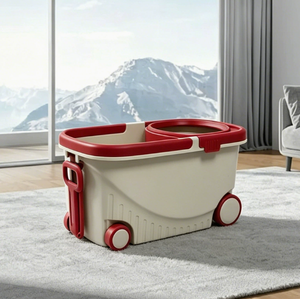 Mopa con Cubeta, Plegable, sin Necesidad de Lavar a <span class=keywords><strong>Mano</strong></span>, con Polea y Barra de Tracción, Almohadilla de Microfibra, Cesta de Plástico - Product Image 3