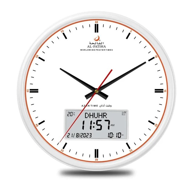 Muslim Islamic Islam Stylish Azan Adhan Mosque Wall Clock Prayer Time Hijri Digital LED Azan Wall Clock Round