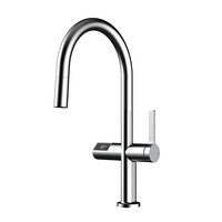 Robinet de cuisine monocommande en laiton gris anthracite avec affichage numérique moderne, sans contact, douchette extractible, eau chaude et froide, rotatif, à poser sur comptoir