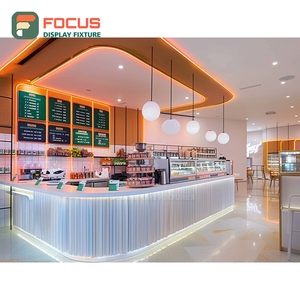 Freestanding Coffee Service Counter Condiment Station Cash Wrap Oak Finish Cafe Counter Display - Product Image 2