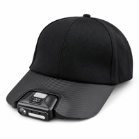 Lampe de casquette LED à capteur intelligent 800 mAh rechargeable avec affichage LCD de la batterie, tête rotative à 180 degrés, Type-C