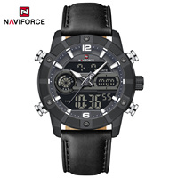NAVIFORCE NF9263 Wasserdichte Uhr mit Leuchtanzeige, Echtlederarmband, Multifunktions-Chronograph, Countdown-Timer, Wecker