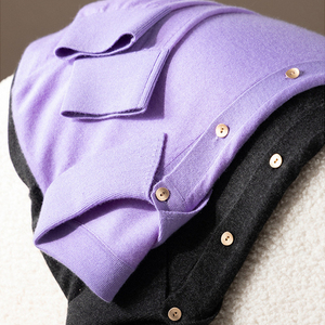 Cárdigan Ligero de Cachemira 100% Pura para Mujer, Personalizado, OEM, Color Sólido, Manga Larga, Cuello Polo, Top Básico de Cachemira para Primavera y Otoño - Product Image 5