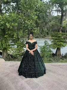 S0742f Prinses Lovertjes Baljurk Formele Avond <span class=keywords><strong>Prom</strong></span> Jurken Off Shoulder 15 Jaar Meisje Graduation Quinceanera Jurken - Product Image 2