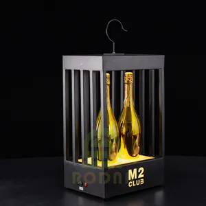 LED display bottle glorifier Two Bottle Champagne Birdcage Presenter