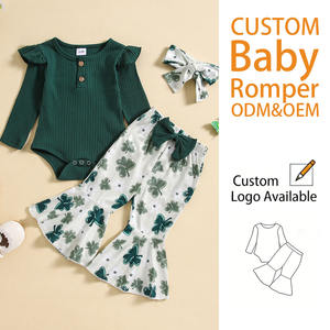 Set Estivo in Cotone Traspirante a Maniche Lunghe <span class=keywords><strong>3</strong></span> Pezzi per Bambine con Stampa Lettering alla Moda 0-18 <span class=keywords><strong>Mesi</strong></span> - Product Image 1