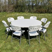 Haute qualité 5ft 150cm salle à manger Banquet fête événement blanc en plastique mariage rond Tables pliantes